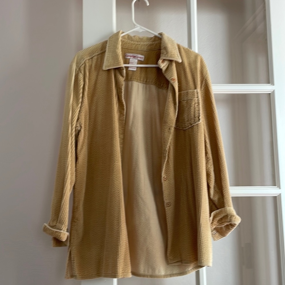 Pale yellow oversized button up shirt